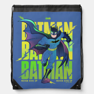 Never Give Up Batman Running Graphic Drawstring Bag