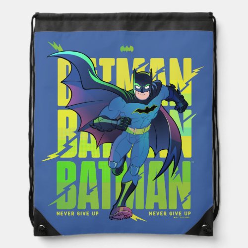 Never Give Up Batman Running Graphic Drawstring Bag
