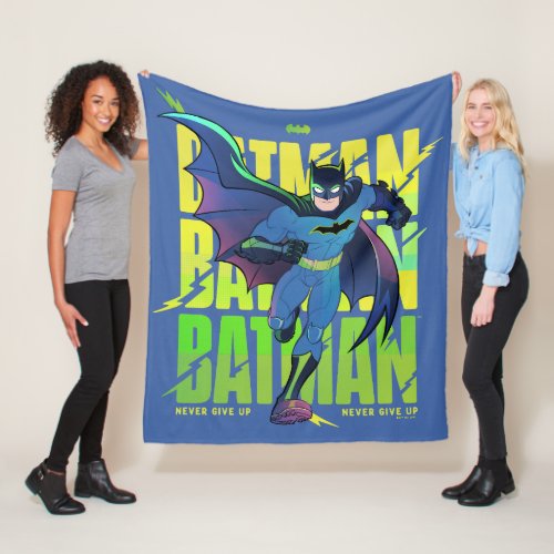 Never Give Up Batman Running Graphic Fleece Blanket