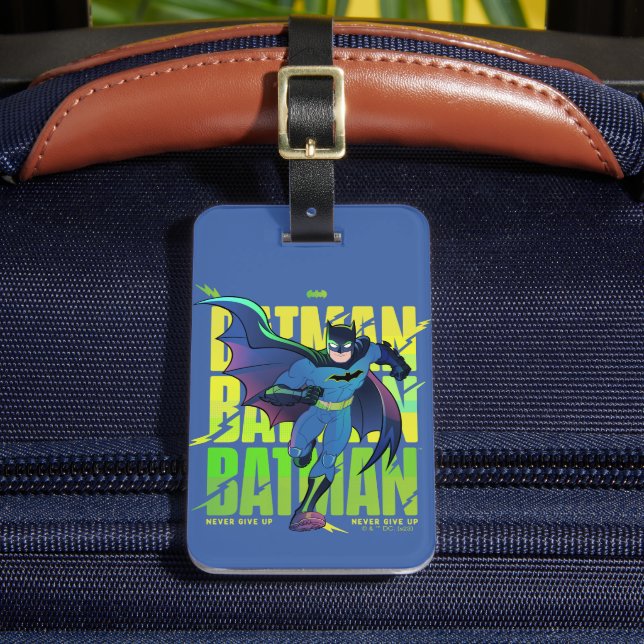 Never Give Up Batman Running Graphic Luggage Tag (Front Insitu 2)