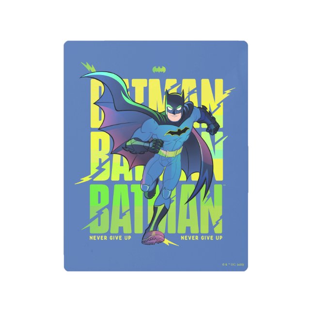 Never Give Up Batman Running Graphic Metal Print (Front)