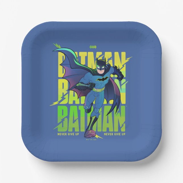 Never Give Up Batman Running Graphic Paper Plates (Front)