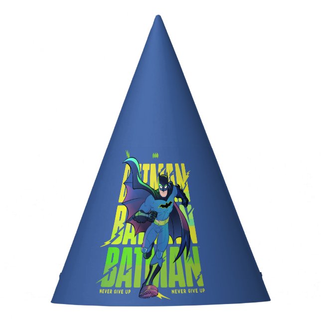 Never Give Up Batman Running Graphic Party Hat (Front)