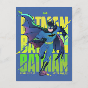 Never Give Up Batman Running Graphic Postcard