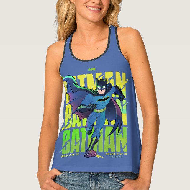 Never Give Up Batman Running Graphic Tank Top (Front)