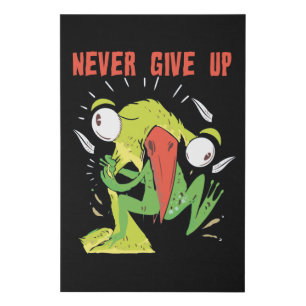 Never Give Up Bird And Frog Faux Canvas Print