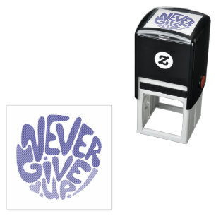 Never Give Up - Blue and Red Dark Birthday Quote Self-inking Stamp