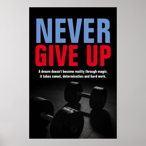 Never Give Up Bodybuilding Fitness Motivational Poster