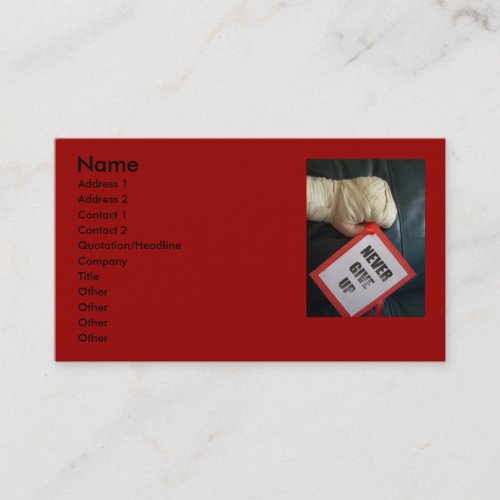 Never Give Up Boxing Business Cards