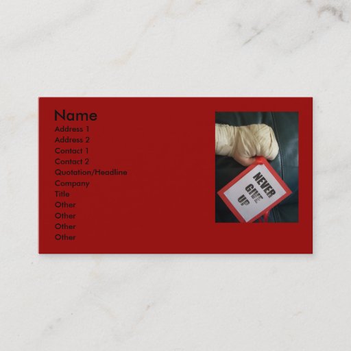 Customizable Never Give Up Boxing Business Cards