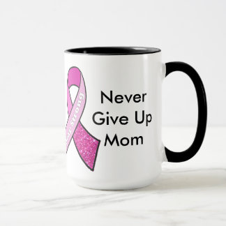 "Never Give Up" Breast Cancer Personalized  Mug