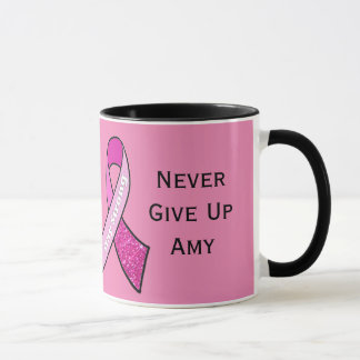 "Never Give Up" Breast Cancer Personalized  Mug