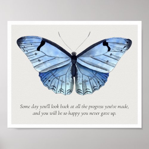 Never Give Up Butterfly Inspirational Art Print