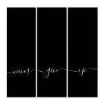 Never Give Up Calligraphy Quote Black White Triptych