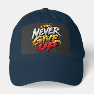Never Give Up Crown Motivational Typography Baseba Hat