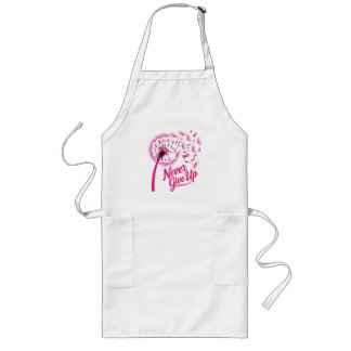 Never Give Up Dandelion Pink Ribbon Breast Cancer Long Apron