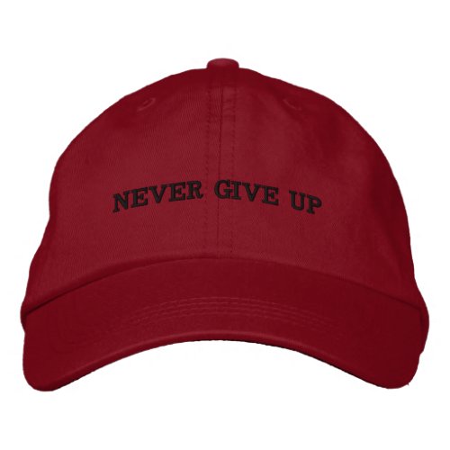 Never give up embroidered baseball cap