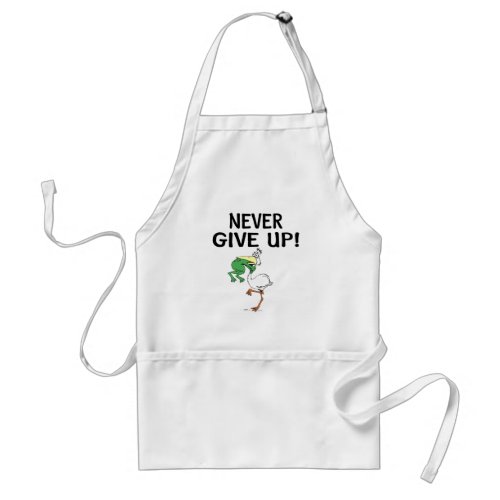 Never Give Up Frog Choking Bird Adult Apron