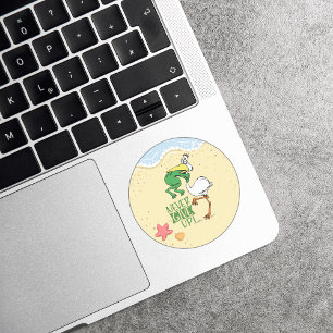 Never Give Up Frog Choking Bird Classic Round Sticker