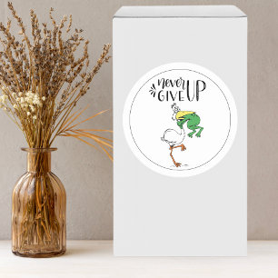 Never Give Up FROG choking Bird Classic Round Sticker