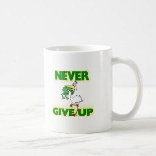 Never Give Up Frog Choking Bird Coffee Mug
