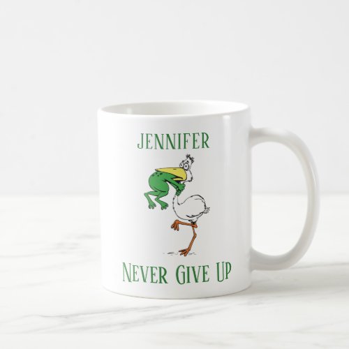 Never Give Up Frog Choking Bird Name Coffee Mug