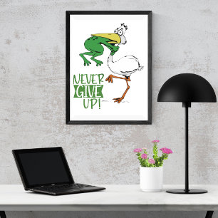 Never Give Up Frog Choking Bird Photo Print