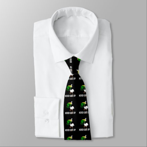 Never Give Up Frog Choking Bird Tie