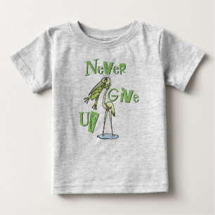 Never Give Up Frog Choking Heron Baby T-Shirt