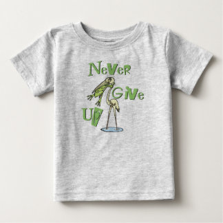 Never Give Up Frog Choking Heron Baby T-Shirt
