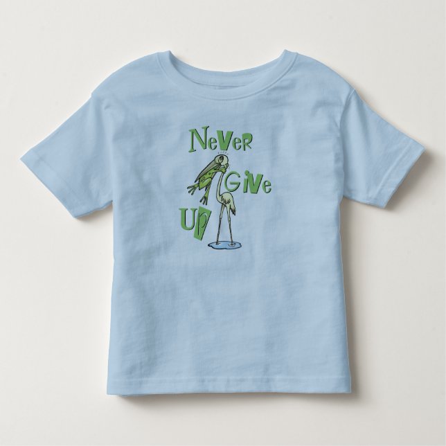 Never Give Up Frog Choking Heron Toddler T-shirt (Front)