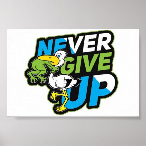 never give up frog gift post poster