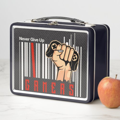 Never give up Gamers _ Design for Geek Metal Lunch Box