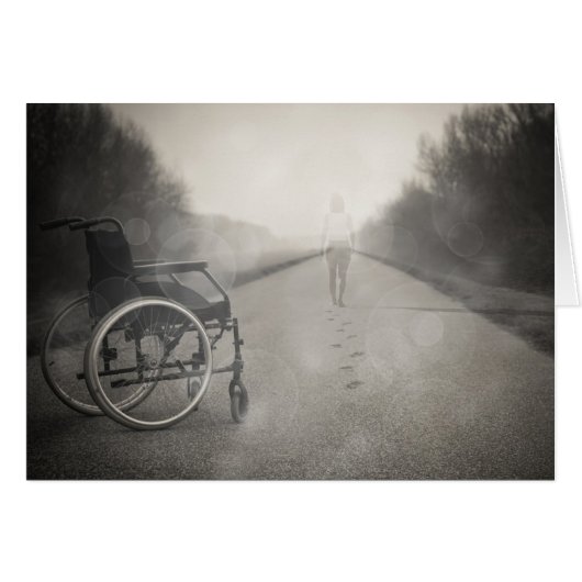 "Never Give Up" Getting out of Wheelchair Card (Front Horizontal)