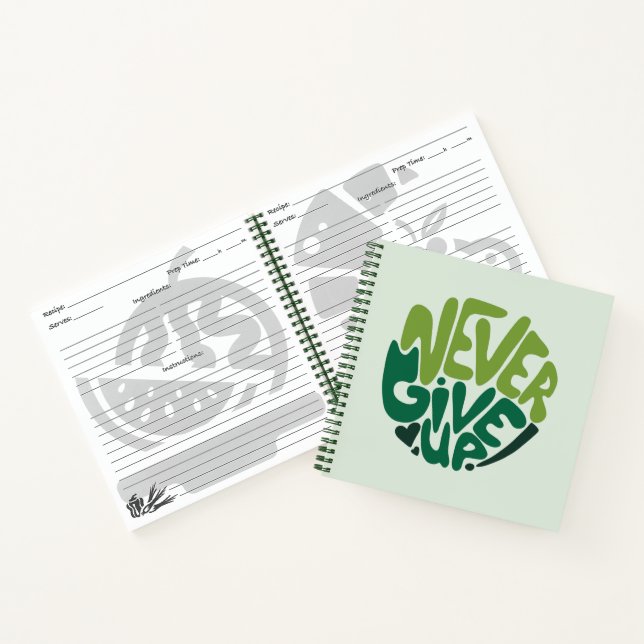 Never Give Up - Green Positive Hand Lettering Notebook (Inside)