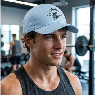 Never Give Up Gym Motivation Barbell & Muscle Hat