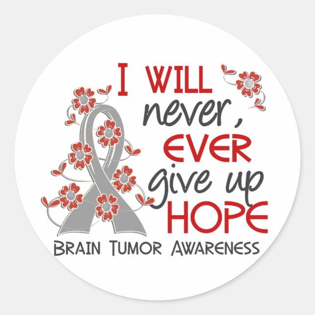 Never Give Up Hope 4 Brain Tumor Classic Round Sticker (Front)