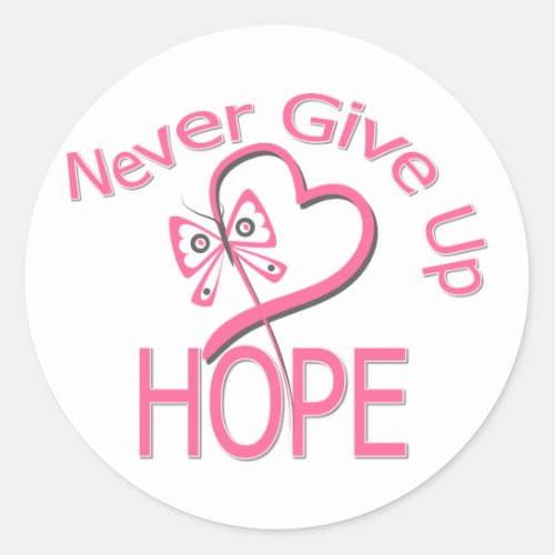 Never Give Up Hope Breast Cancer Classic Round Sticker