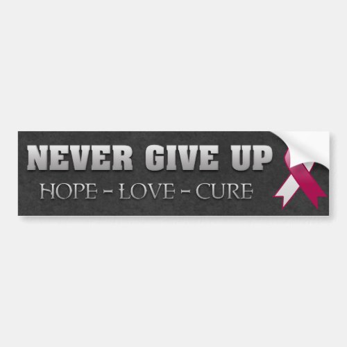 Never Give Up Hope Head and Neck Cancer Awareness Bumper Sticker