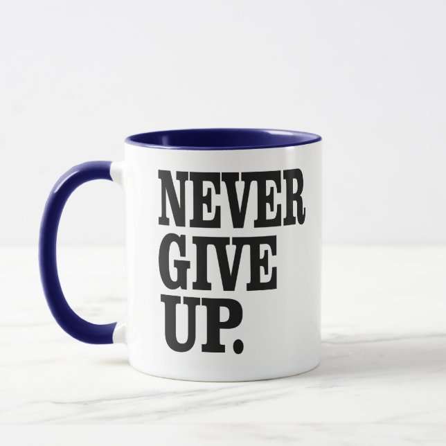 Never Give-up Inspirational Winning Mindset coffee Mug (Left)