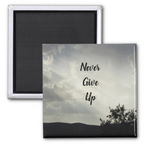 Never Give Up Light Through Clouds Photo Sunlight Magnet