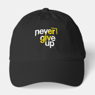 Never Give Up Motivational Distressed Typography Hat