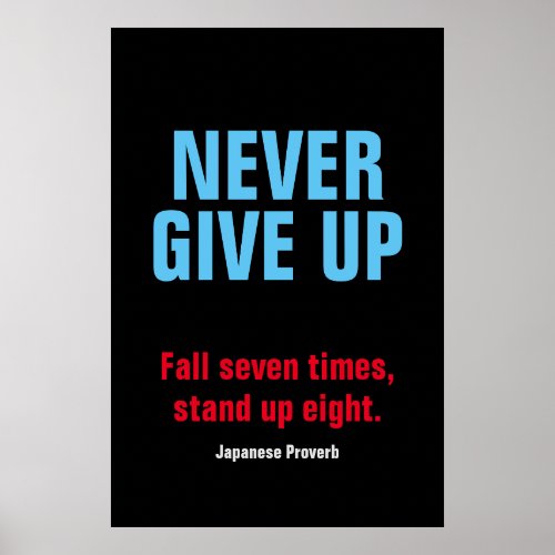 NEVER GIVE UP Motivational Inspirational Poster