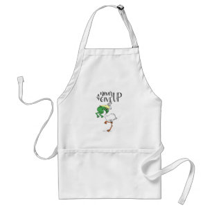 Never Give Up Motivational Pelican and Frog Adult Apron