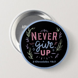 Never Give Up Motivational Pelican and Frog Button
