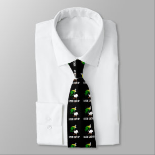 Never Give Up Motivational Pelican and Frog Tie