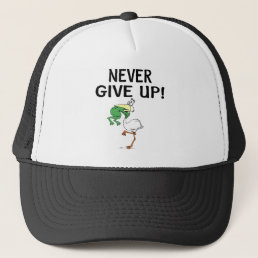 Never Give Up Motivational Pelican and Frog Trucker Hat