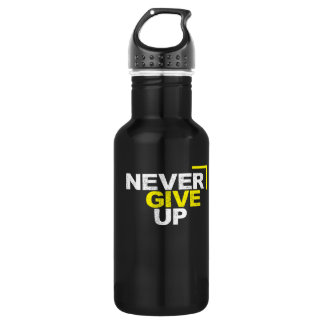 Never give up motivational stainless steel water bottle