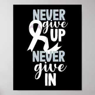 Never Give Up Never Give In Lung Cancer Awareness Poster