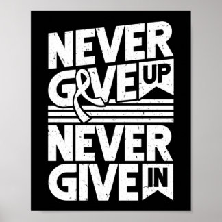 Never Give Up Never Give In Lung Cancer Awareness Poster
